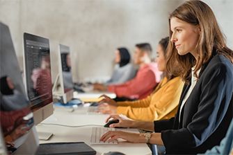 Students using computer